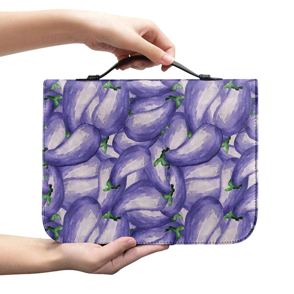 Watercolor Eggplant Print Leather Bible Cover