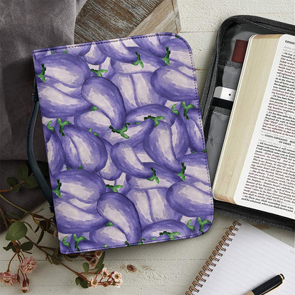 Watercolor Eggplant Print Leather Bible Cover