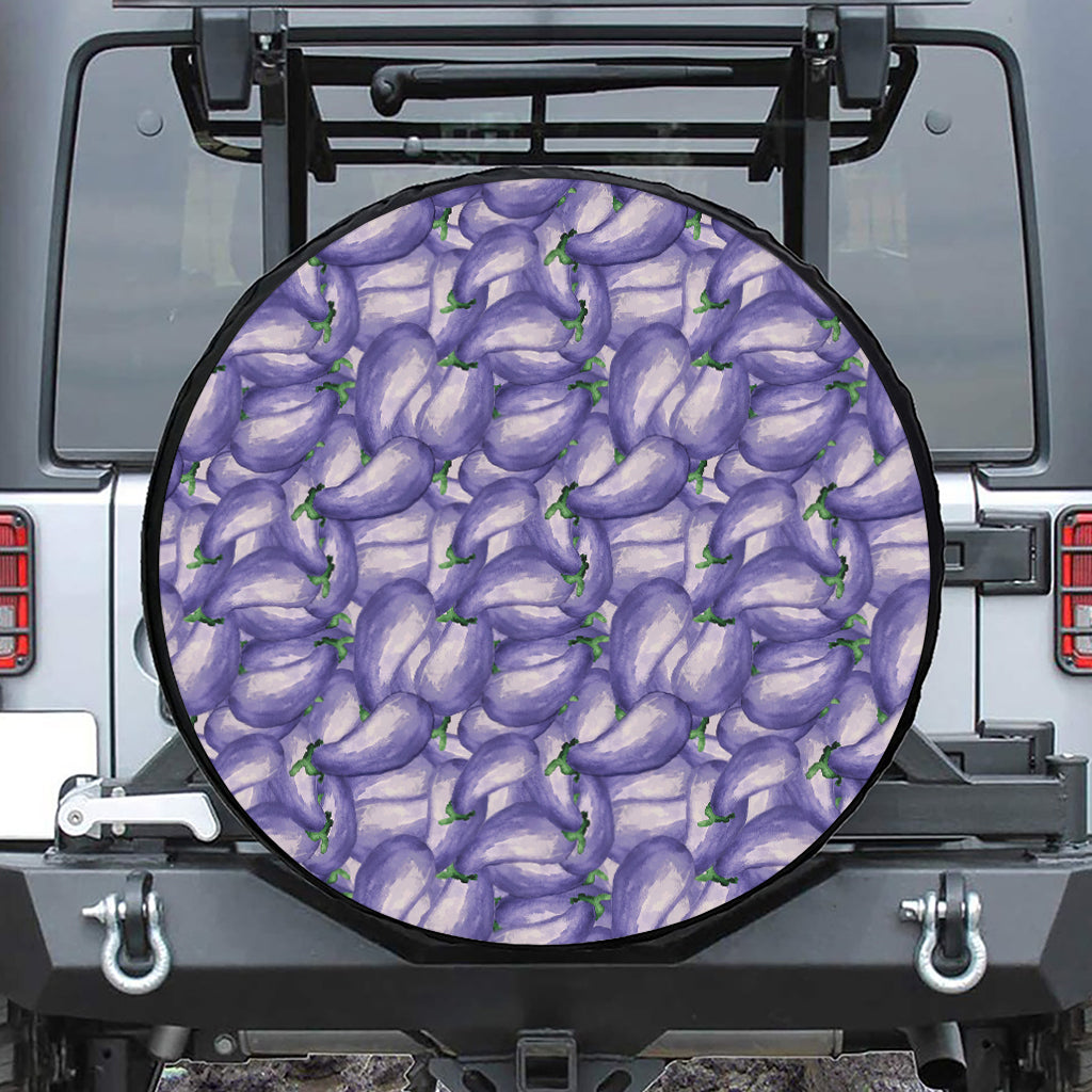 Watercolor Eggplant Print Leather Spare Tire Cover