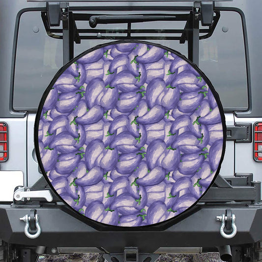 Watercolor Eggplant Print Leather Spare Tire Cover
