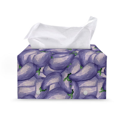 Watercolor Eggplant Print Leather Tissue Box Cover