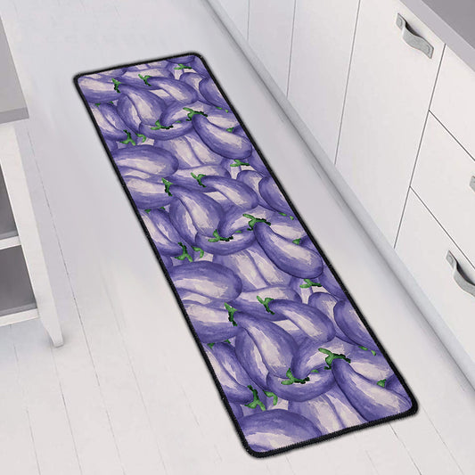 Watercolor Eggplant Print Long Kitchen Mat