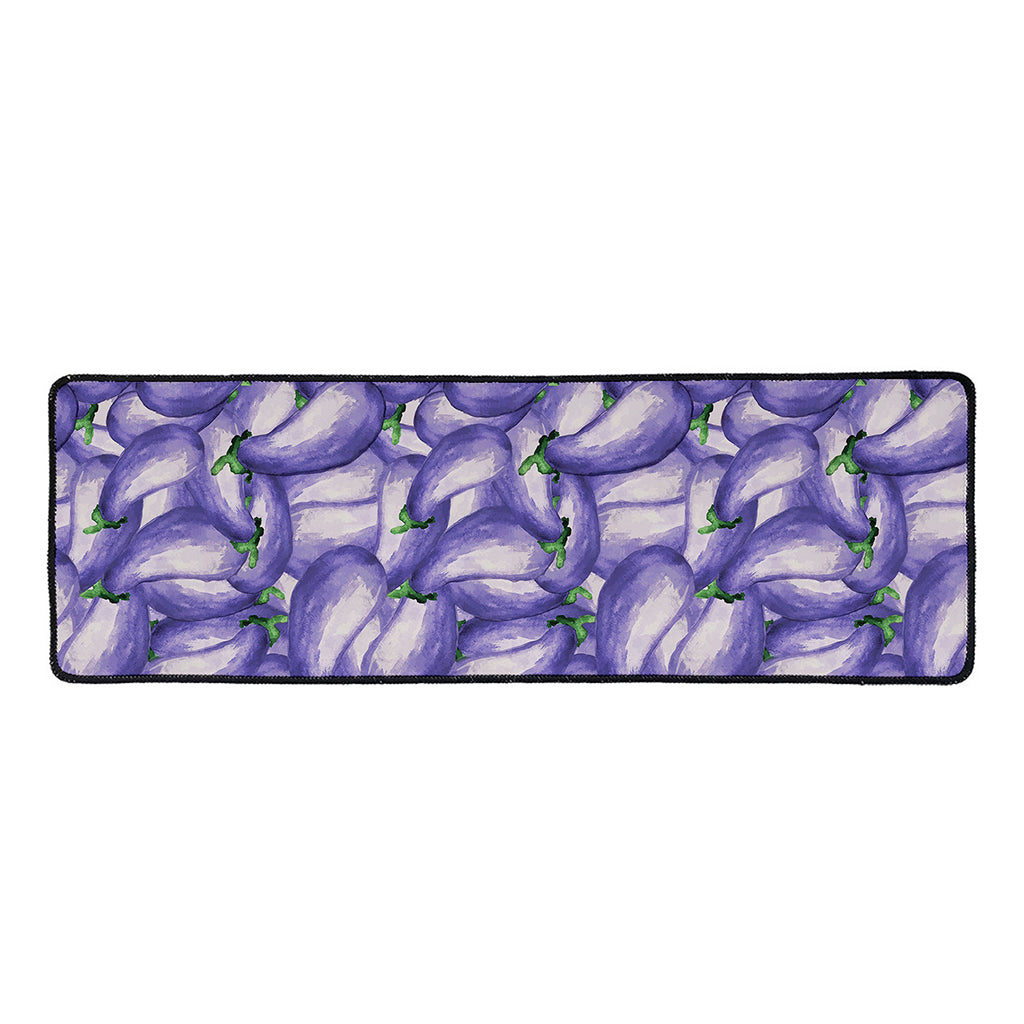 Watercolor Eggplant Print Long Kitchen Mat