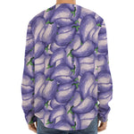 Watercolor Eggplant Print Long Sleeve Baseball Jersey