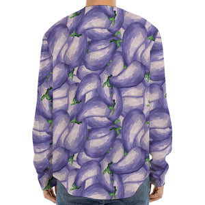 Watercolor Eggplant Print Long Sleeve Baseball Jersey