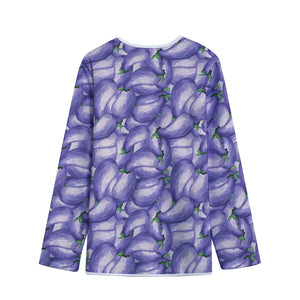 Watercolor Eggplant Print Long Sleeve Short Coat