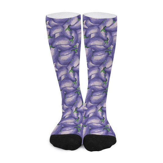 Watercolor Eggplant Print Long Socks