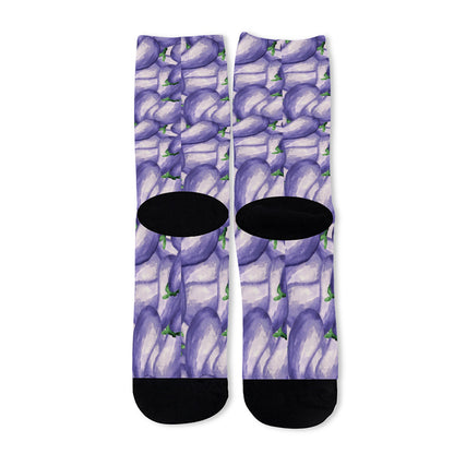 Watercolor Eggplant Print Long Socks