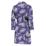 Watercolor Eggplant Print Men's Bathrobe