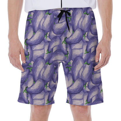 Watercolor Eggplant Print Men's Beach Shorts