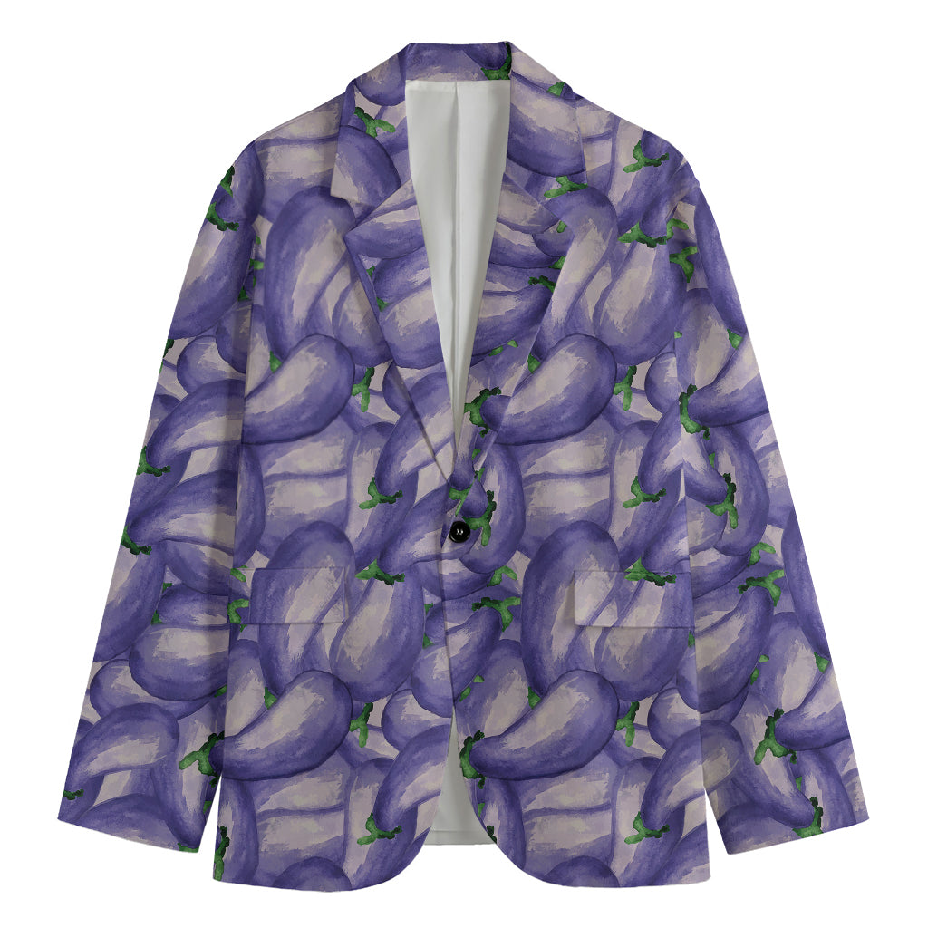 Watercolor Eggplant Print Men's Blazer