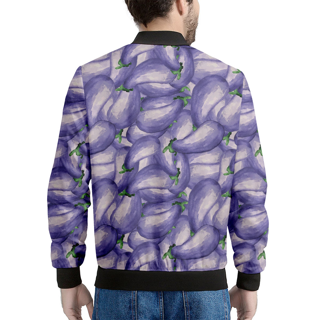 Watercolor Eggplant Print Men's Bomber Jacket