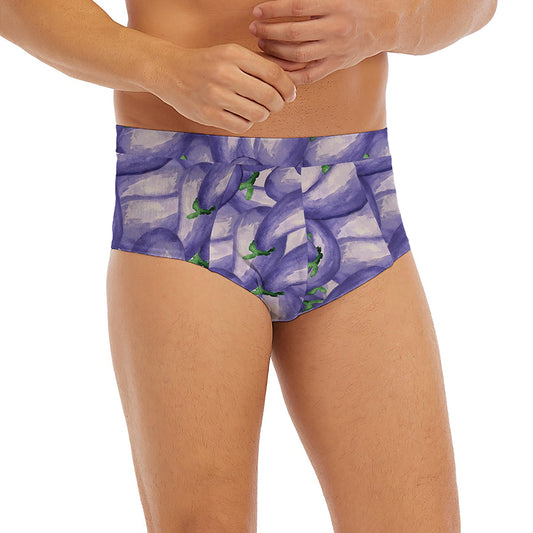 Watercolor Eggplant Print Men's Briefs
