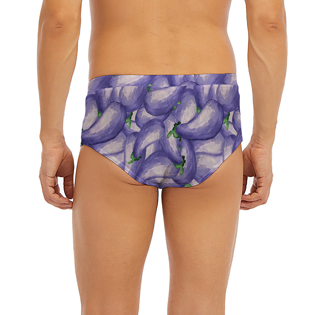 Watercolor Eggplant Print Men's Briefs