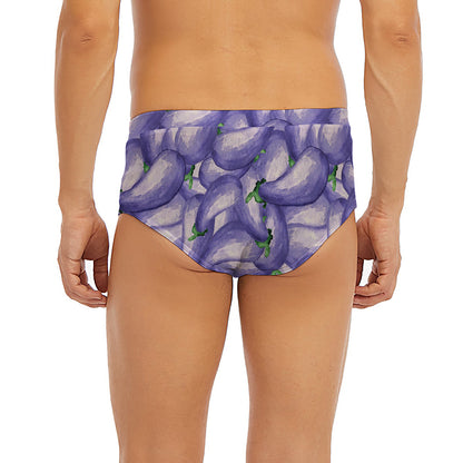 Watercolor Eggplant Print Men's Briefs