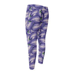 Watercolor Eggplant Print Men's Compression Pants