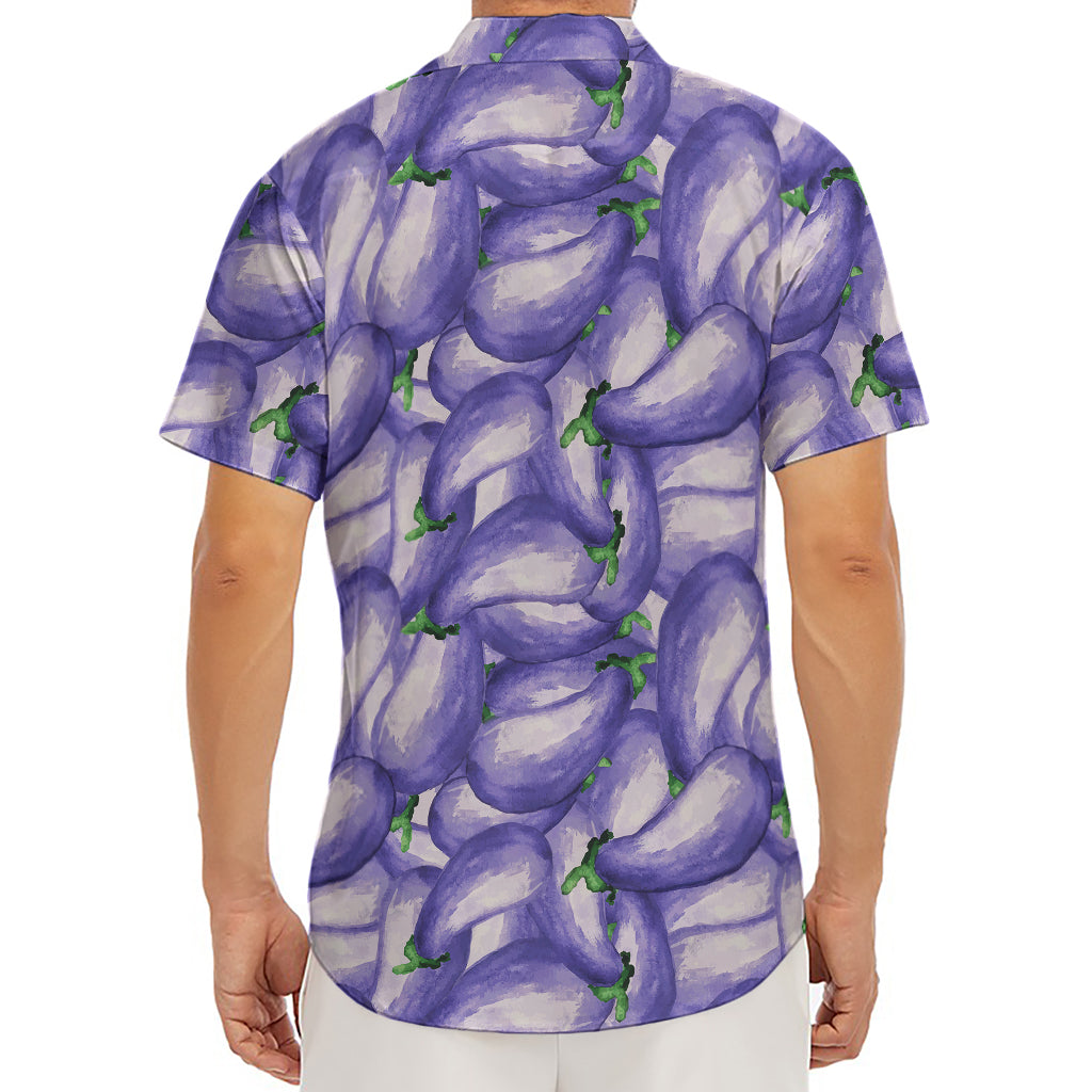 Watercolor Eggplant Print Men's Deep V-Neck Shirt