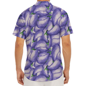 Watercolor Eggplant Print Men's Deep V-Neck Shirt