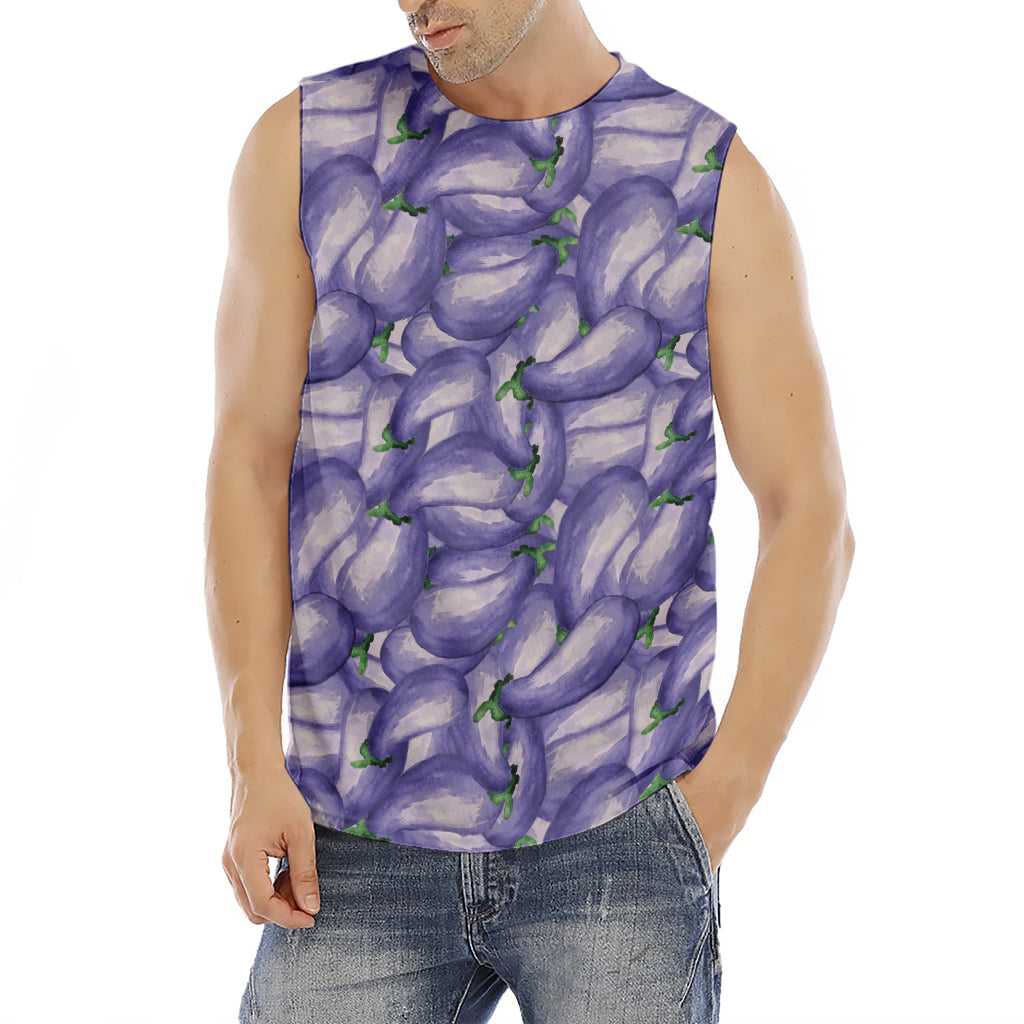 Watercolor Eggplant Print Men's Fitness Tank Top