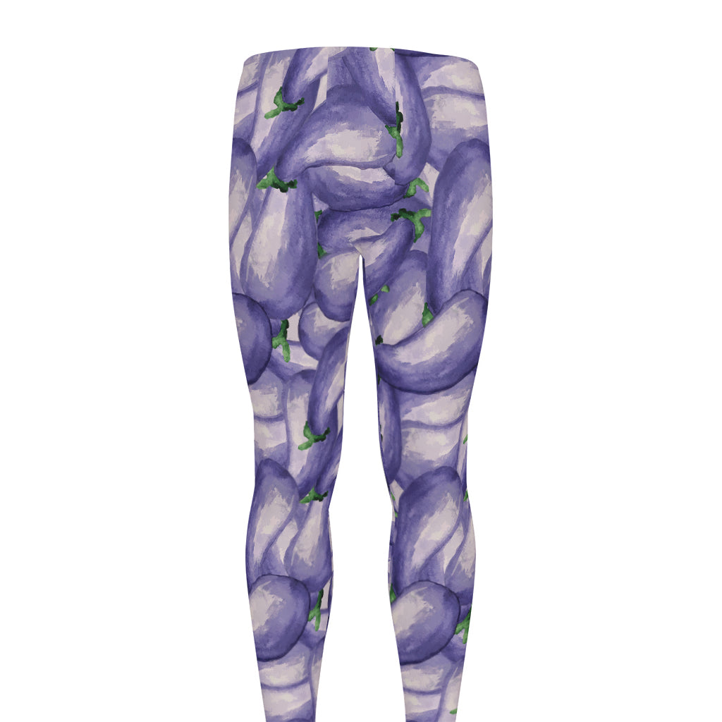 Watercolor Eggplant Print Men's leggings