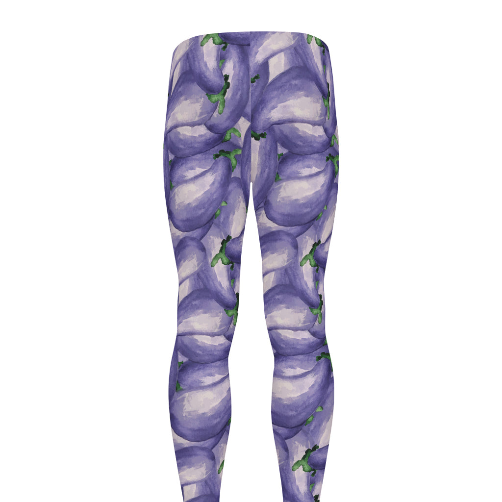 Watercolor Eggplant Print Men's leggings