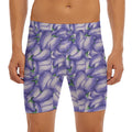 Watercolor Eggplant Print Men's Long Boxer Briefs