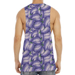 Watercolor Eggplant Print Men's Muscle Tank Top