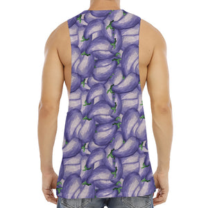 Watercolor Eggplant Print Men's Muscle Tank Top