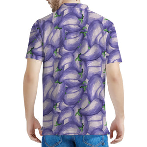 Watercolor Eggplant Print Men's Polo Shirt