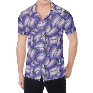 Watercolor Eggplant Print Men's Shirt