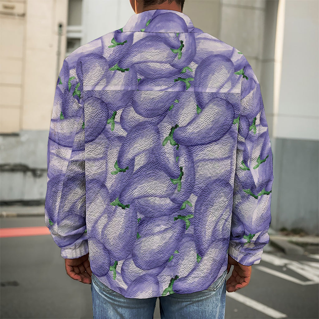 Watercolor Eggplant Print Men's Shirt Jacket