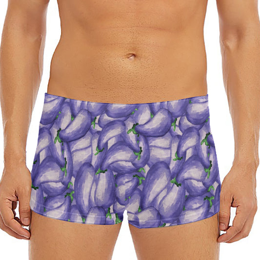 Watercolor Eggplant Print Men's Short Boxer Briefs