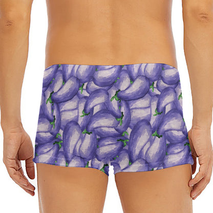 Watercolor Eggplant Print Men's Short Boxer Briefs