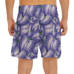 Watercolor Eggplant Print Men's Split Running Shorts