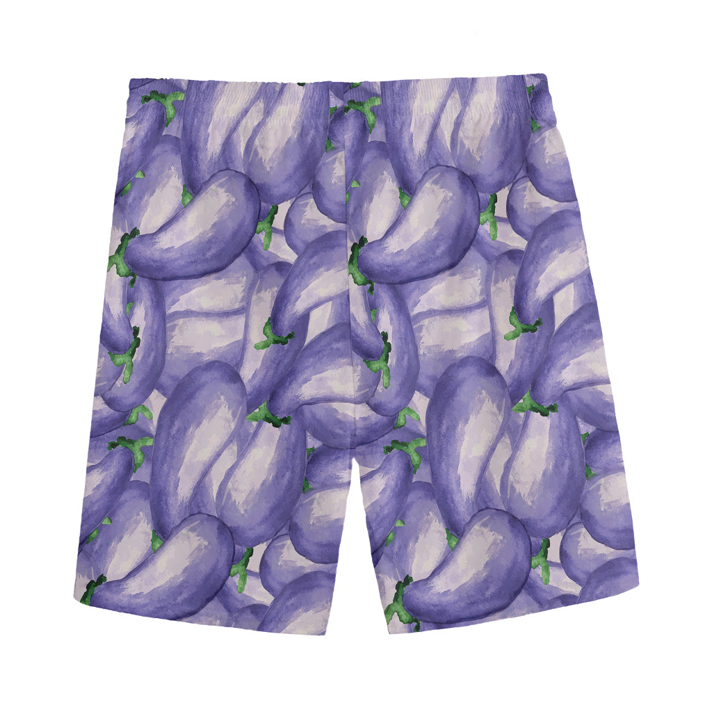 Watercolor Eggplant Print Men's Sports Shorts