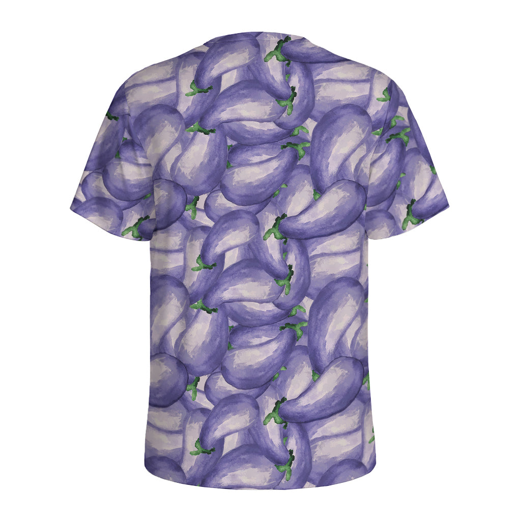 Watercolor Eggplant Print Men's Sports T-Shirt