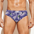 Watercolor Eggplant Print Men's Swim Briefs