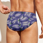 Watercolor Eggplant Print Men's Swim Briefs