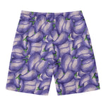 Watercolor Eggplant Print Men's Swim Trunks