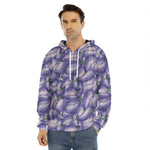 Watercolor Eggplant Print Men's Velvet Pullover Hoodie