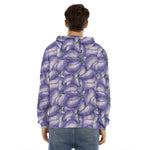 Watercolor Eggplant Print Men's Velvet Pullover Hoodie
