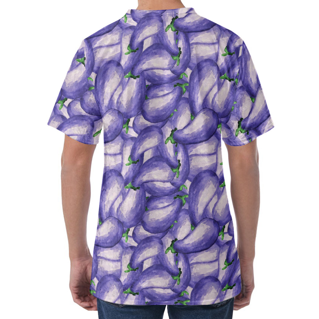 Watercolor Eggplant Print Men's Velvet T-Shirt