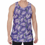 Watercolor Eggplant Print Men's Velvet Tank Top