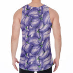 Watercolor Eggplant Print Men's Velvet Tank Top