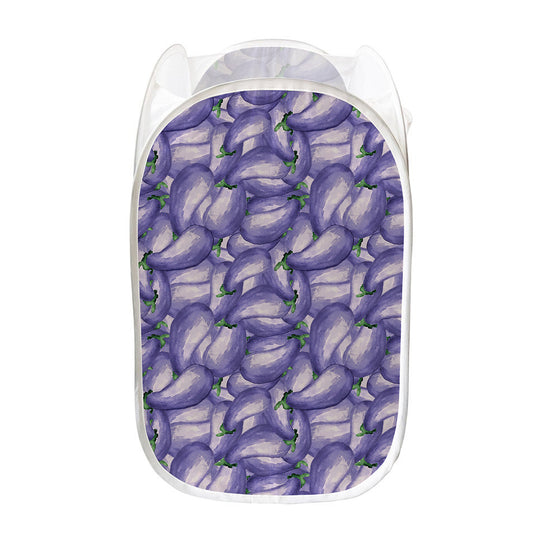 Watercolor Eggplant Print Mesh Laundry Hamper