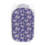 Watercolor Eggplant Print Mesh Laundry Hamper