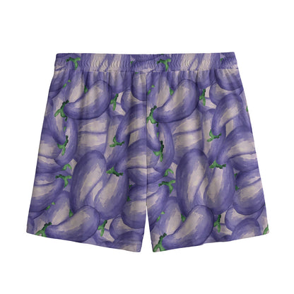 Watercolor Eggplant Print Mesh Shorts