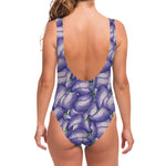 Watercolor Eggplant Print One Piece Swimsuit