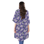 Watercolor Eggplant Print Open Front Beach Cover Up