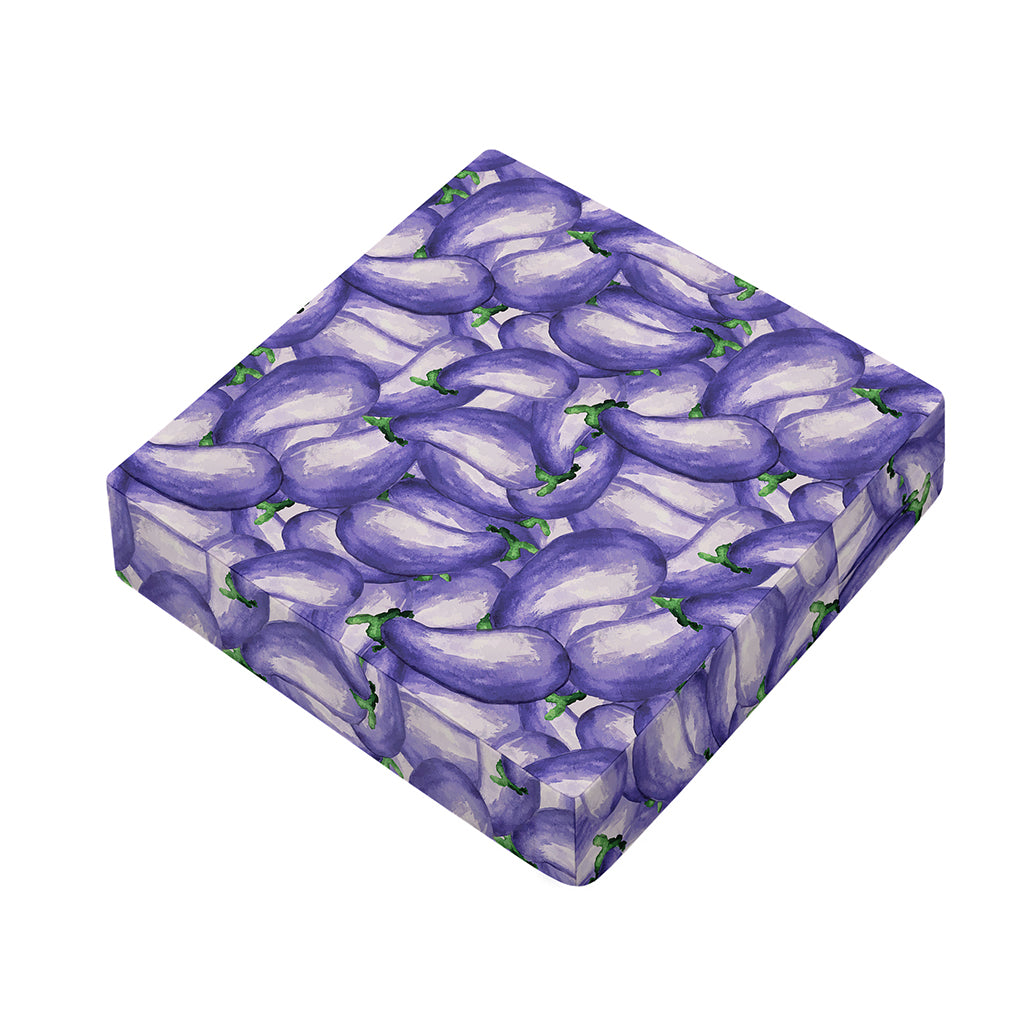 Watercolor Eggplant Print Outdoor Seat Cushion Cover